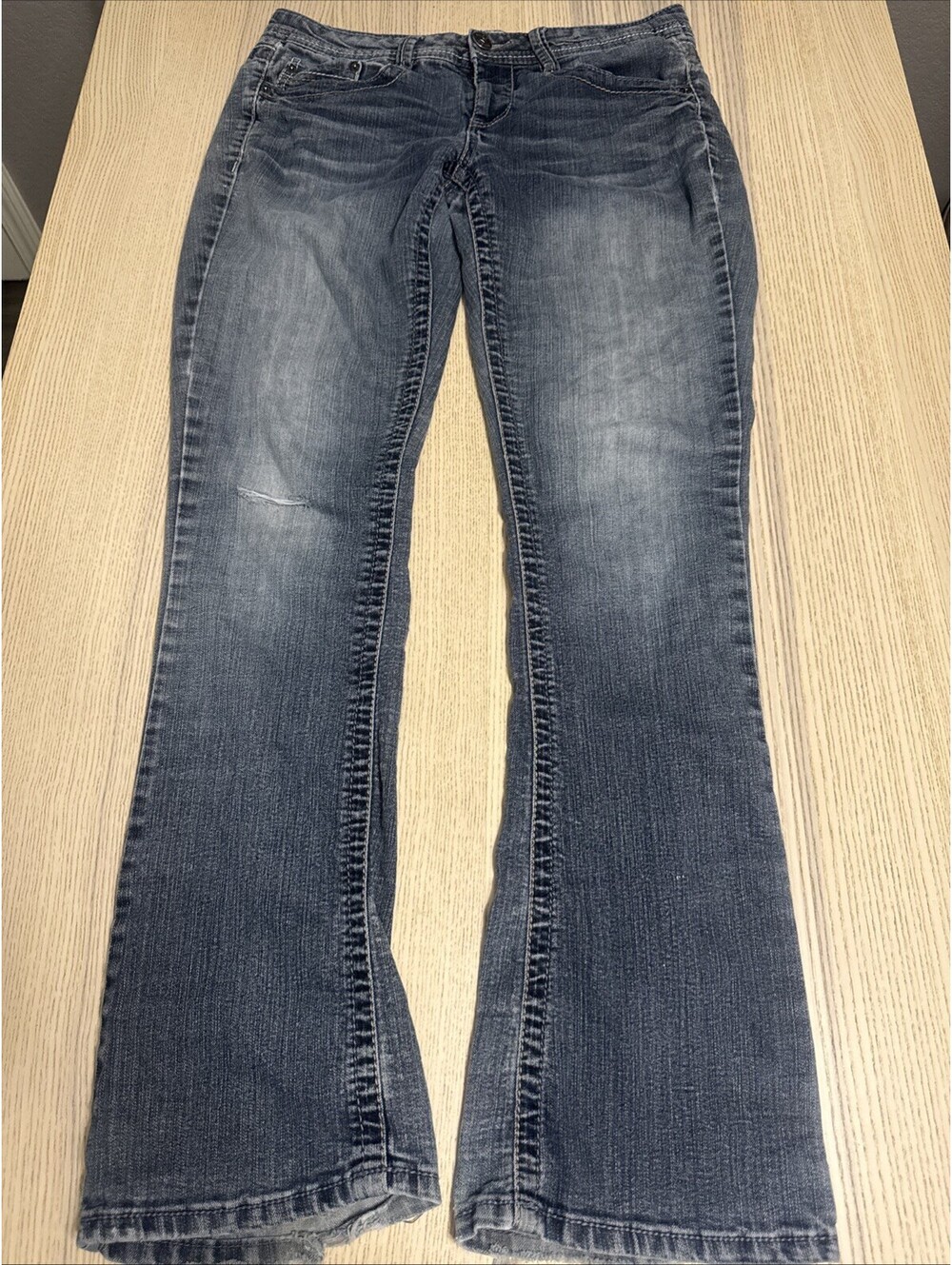 Vintage Y2K Mudd Bootcut Jeans Women's Size 9 Medium Wash Heavy Stitch Flare